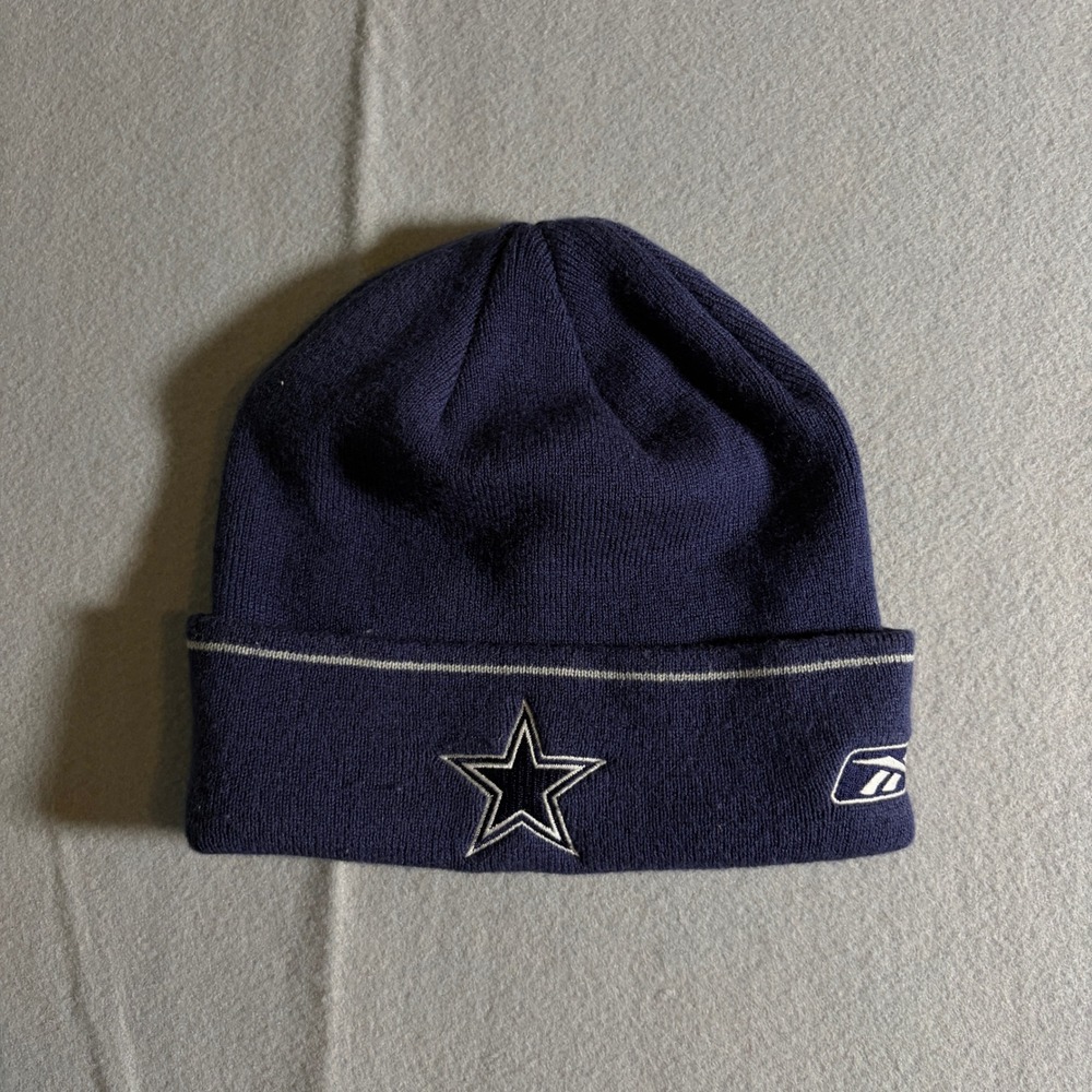 Reebok Dallas Cowboys‎ NFL Beanie Hat Navy Blue Knit Cuffed Mens OSFA Star Logo